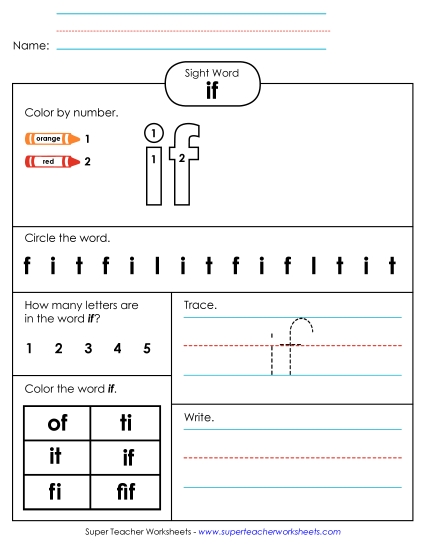Worksheet 4: If Worksheet 4: If
