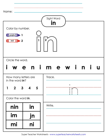 Worksheet 4: In Worksheet 4: In