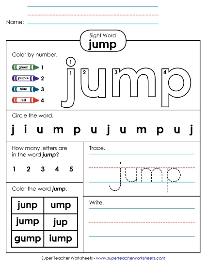 Worksheet 4: Jump Worksheet 4: Jump