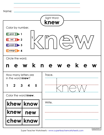 Worksheet 4: Knew Worksheet 4: Knew