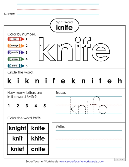 Worksheet 4: Knife Worksheet 4: Knife