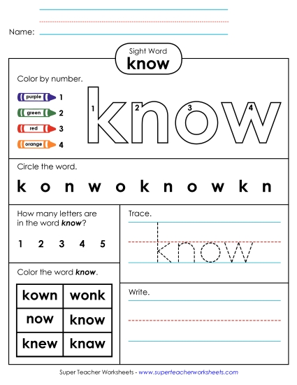 Worksheet 4: Know Worksheet 4: Know