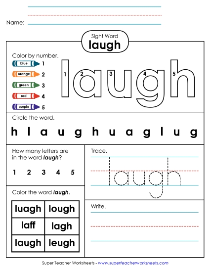 Worksheet 4: Laugh Worksheet 4: Laugh