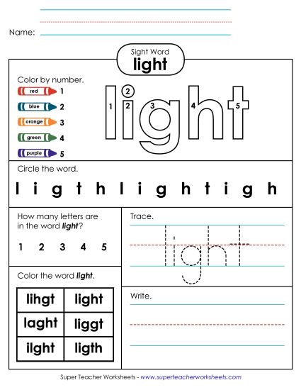 Worksheet 4: Light Worksheet 4: Light
