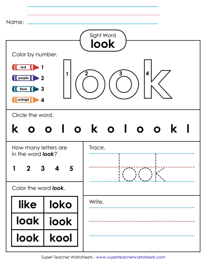 Worksheet 4: Look Worksheet 4: Look