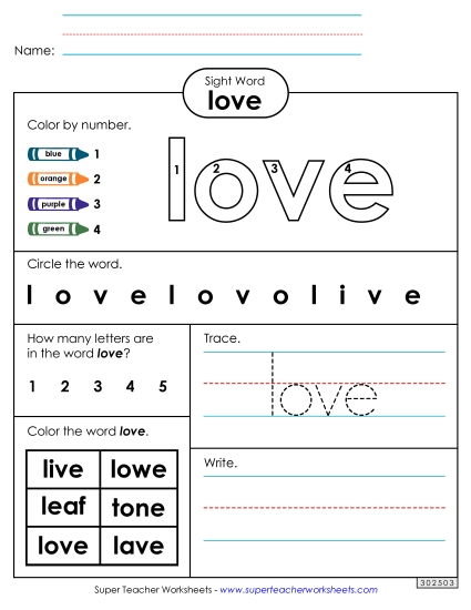 Worksheet 4: Love Worksheet 4: Love