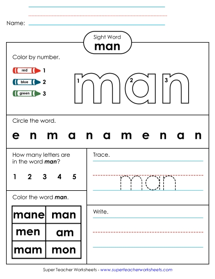 Worksheet 4: Man Worksheet 4: Man