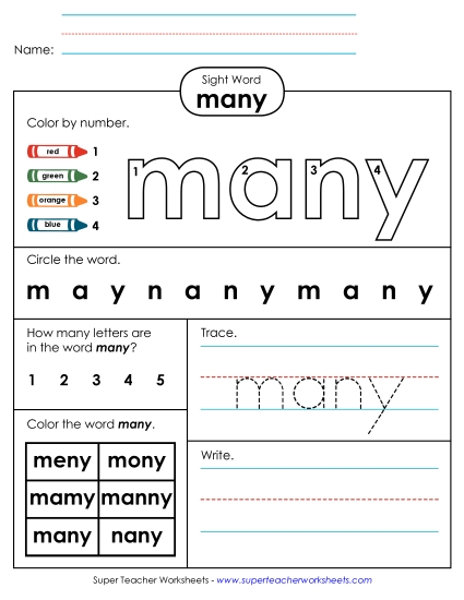 Worksheet 4: Many Worksheet 4: Many
