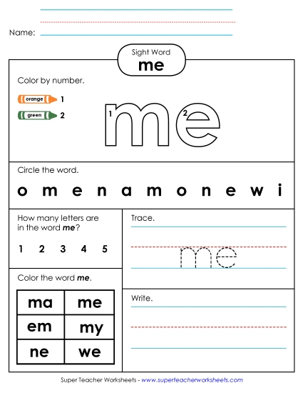 Worksheet 4: Me Worksheet 4: Me