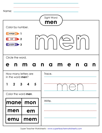 Worksheet 4: Men Worksheet 4: Men
