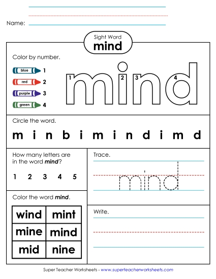 Worksheet 4: Mind Worksheet 4: Mind