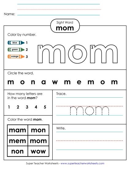 Worksheet 4: Mom Worksheet 4: Mom