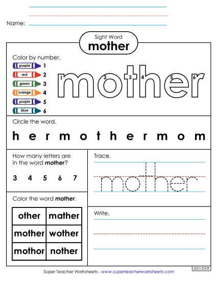 Worksheet 4: Mother Worksheet 4: Mother