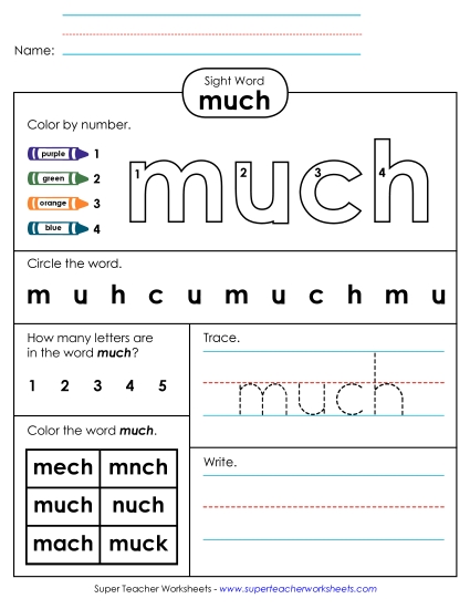 Worksheet 4: Much Worksheet 4: Much
