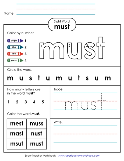 Worksheet 4: Must Worksheet 4: Must
