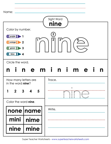 Worksheet 4: Nine Worksheet 4: Nine