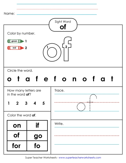 Worksheet 4: Of