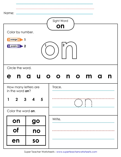 Worksheet 4: On Worksheet 4: On