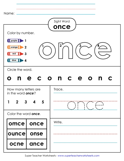 Worksheet 4: Once Worksheet 4: Once