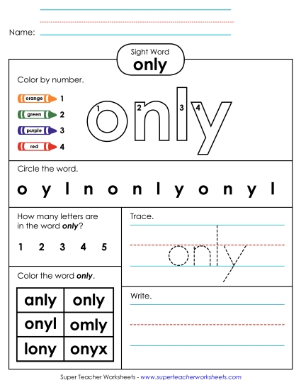 Worksheet 4: Only Worksheet 4: Only