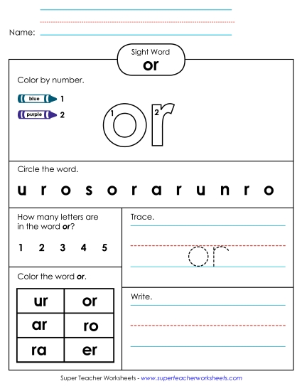 Worksheet 4: Or Worksheet 4: Or