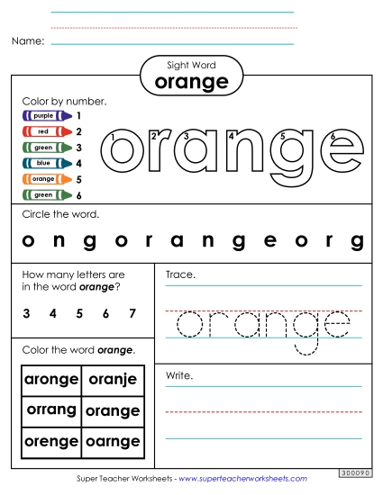 Worksheet 4: Orange Worksheet 4: Orange