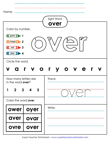 Worksheet 4: Over Worksheet 4: Over