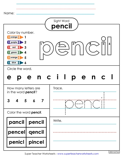 Worksheet 4: Pencil Worksheet 4: Pencil