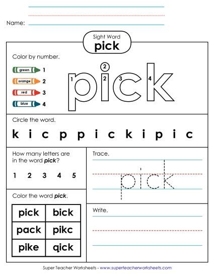Worksheet 4: Pick Worksheet 4: Pick