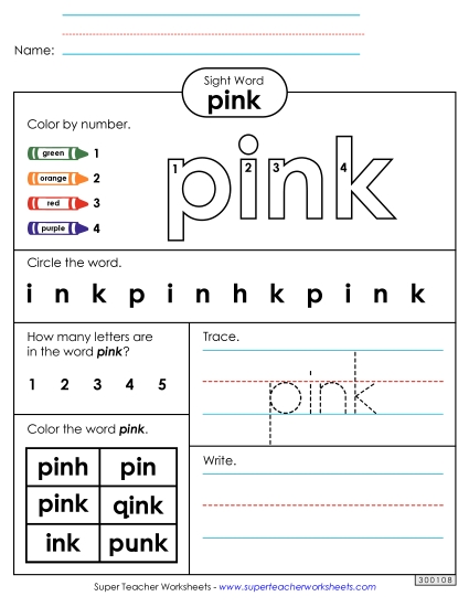 Worksheet 4: Pink
