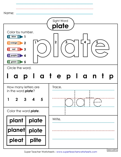 Worksheet 4: Plate Worksheet 4: Plate