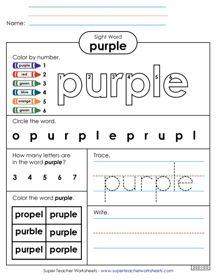 Worksheet 4: Purple Worksheet 4: Purple