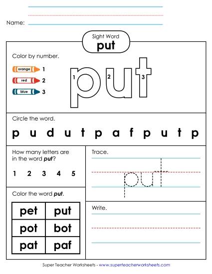 Worksheet 4: Put Worksheet 4: Put