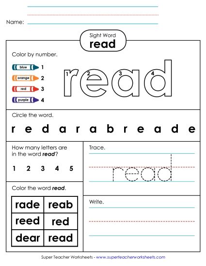Worksheet 4: Read Worksheet 4: Read
