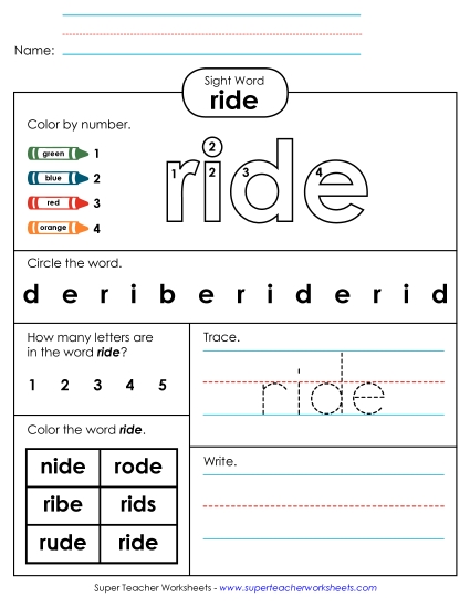 Worksheet 4: Ride Worksheet 4: Ride