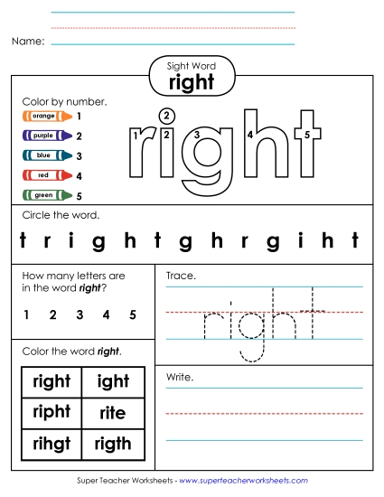 Worksheet 4: Right Worksheet 4: Right