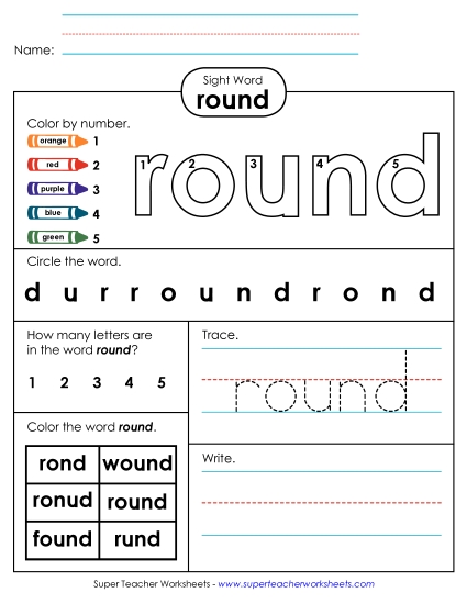 Worksheet 4: Round Worksheet 4: Round