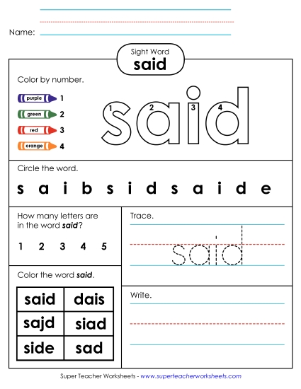 Worksheet 4: Said Worksheet 4: Said