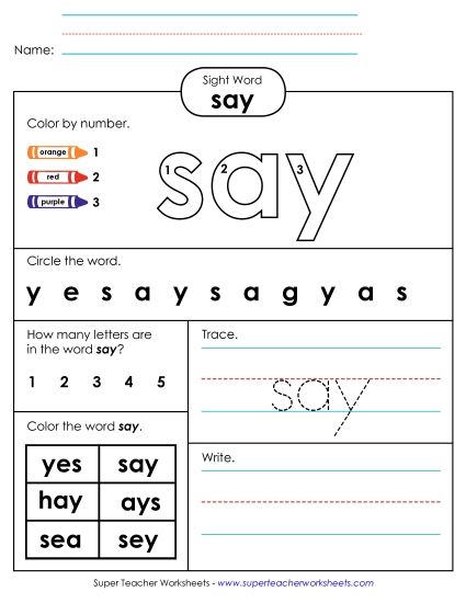 Worksheet 4: Say