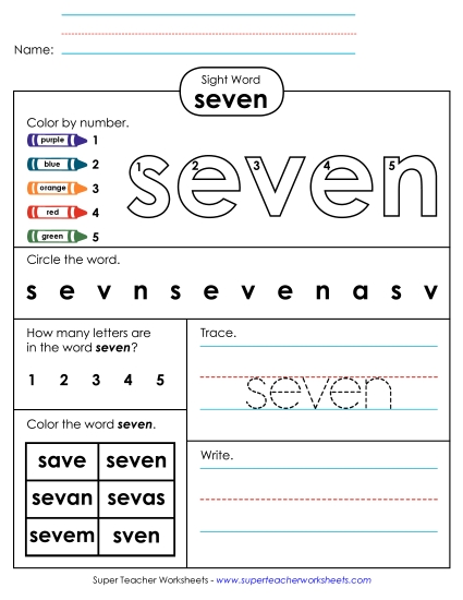 Worksheet 4: Seven Worksheet 4: Seven
