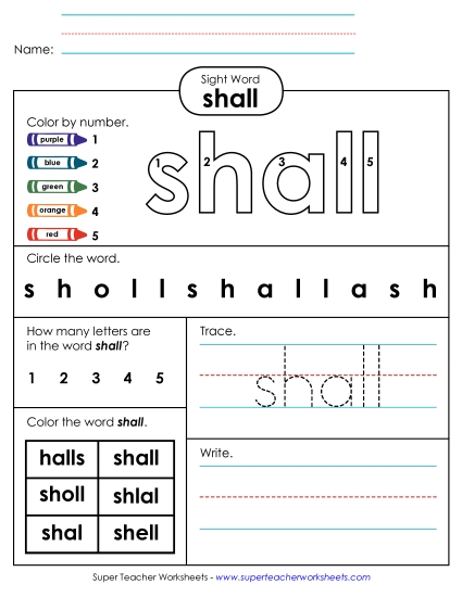 Worksheet 4: Shall