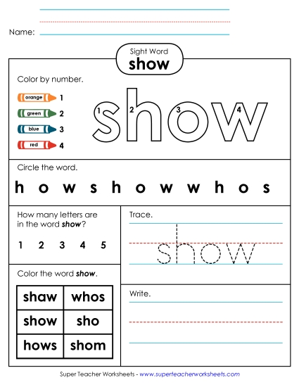 Worksheet 4: Show Worksheet 4: Show