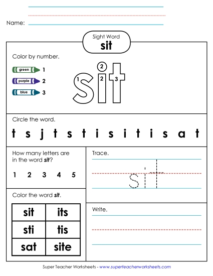 Worksheet 4: Sit Worksheet 4: Sit