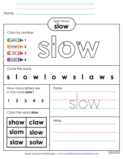 Worksheet 4: Slow Worksheet 4: Slow
