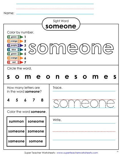 Worksheet 4: Someone Worksheet 4: Someone