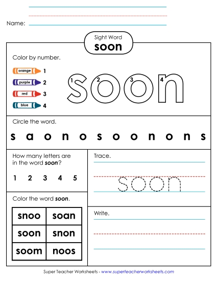 Worksheet 4: Soon Worksheet 4: Soon