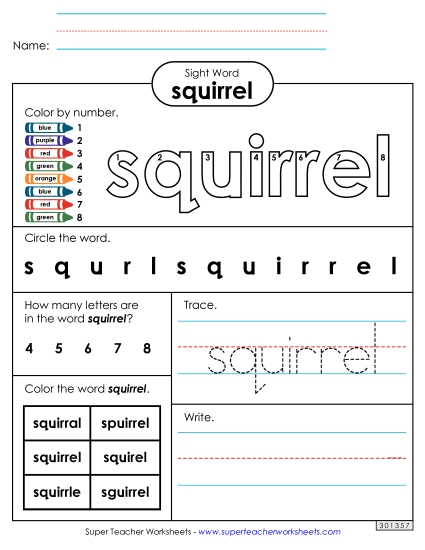 Worksheet 4: Squirrel Worksheet 4: Squirrel