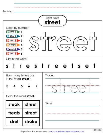 Worksheet 4: Street Worksheet 4: Street
