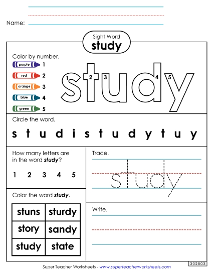 Worksheet 4: Study Worksheet 4: Study