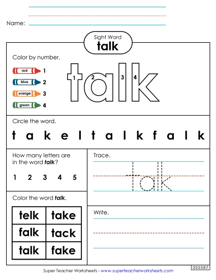 Worksheet 4: Talk Worksheet 4: Talk